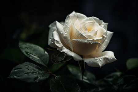 一朵白玫瑰图片
