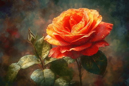 盛开的玫瑰水彩画图片