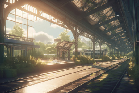 夏季的火车站图片