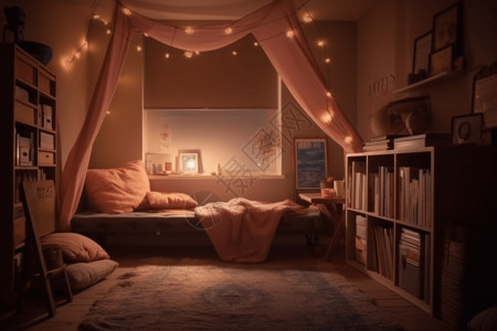 床阅读书架卧室的阅读角落设计图片