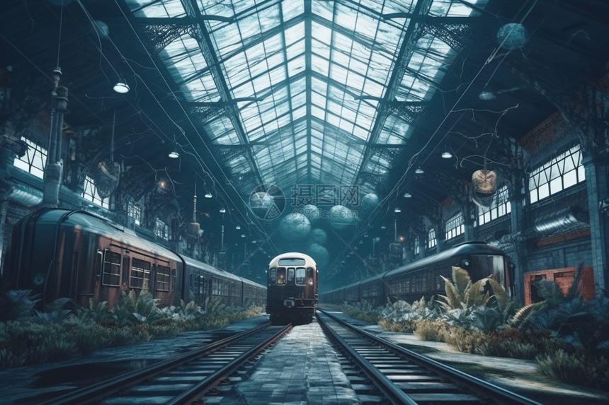 梦幻超现实火车站图片