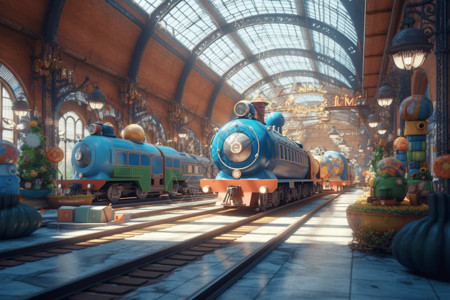 拟人化的火车背景图片