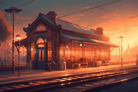 柔和色彩的火车站背景图片
