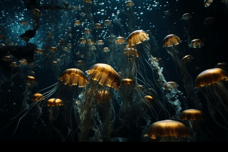 海底的一群水母图片