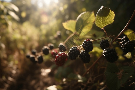 黑莓灌木丛美食黑莓园高清图片