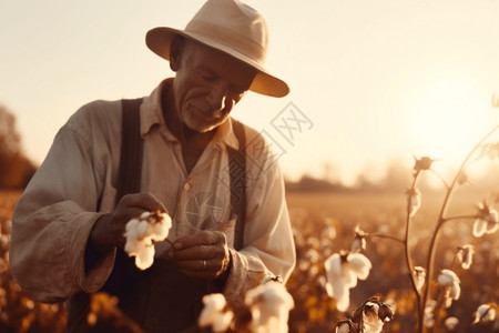农民采摘棉花高清图片