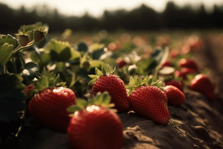 草莓园的草莓背景图片