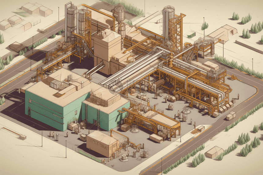 生物质机械工厂的鸟瞰图图片