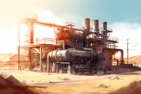 地热能工厂的设备背景图片