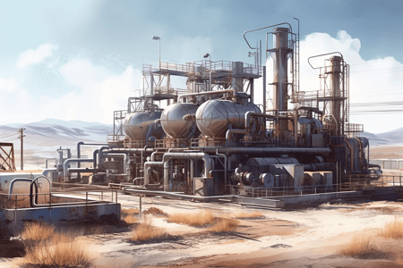 在沙漠上的地热能工厂图片