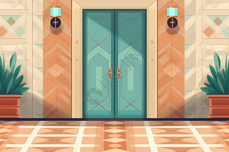 现代化电梯门背景图片