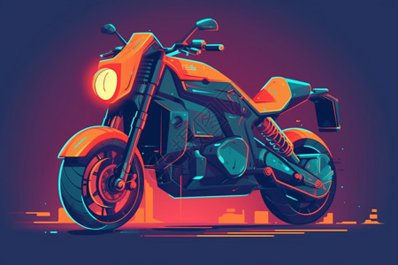 彩色插画摩托车图片
