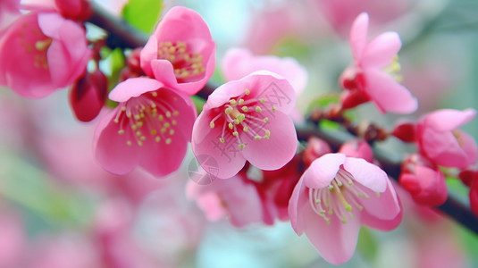 春天粉色的桃花背景图片