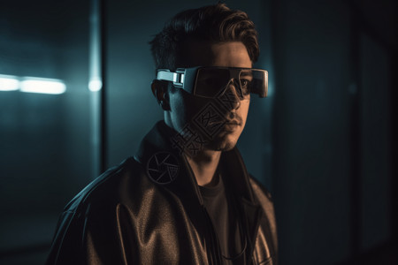 时尚科技VR眼镜的男人背景图片