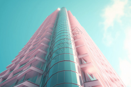 蓝天下的大楼高耸入云的城市建筑设计图片