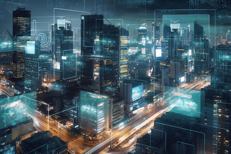 智慧城市数据未来主义智慧城市设计图片