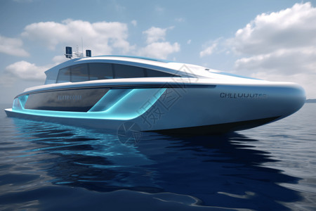 豪华轮船科技感氢动力汽艇设计图片
