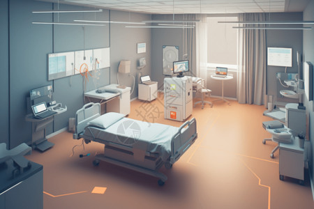科技感医疗监测病房背景图片