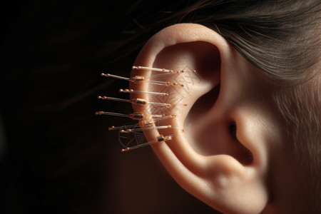 耳针耳朵上使用针灸背景