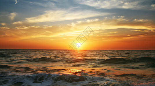 海面上的日落背景图片