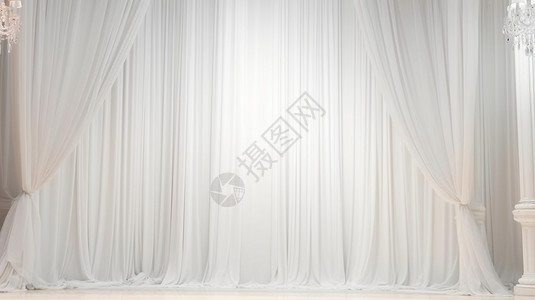 白色窗帘纱质纱窗帘高清图片