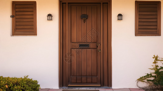 前门结实复古耐用的木制门设计图片