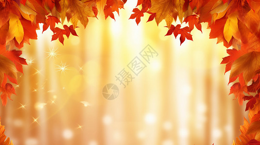秋分边框红枫叶边框背景设计图片