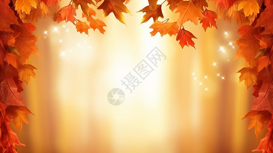 边框素材秋天红枫叶边框设计图片