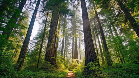高大森林路径树林设计图片