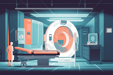 智能扫描患者在医院接受检查插画
