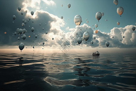 海面上的气球背景图片