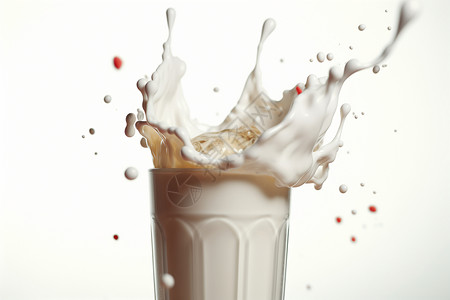 奶饮料玻璃杯中的插画