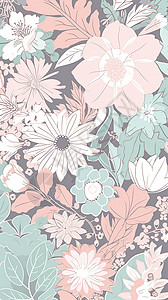 浅粉红色花卉图案插图背景图片