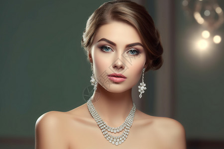 女人脖子上的珠宝背景图片