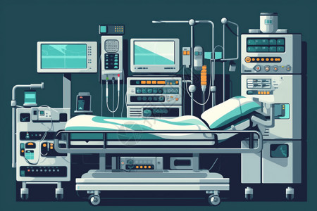医疗室现代化医疗设备插画