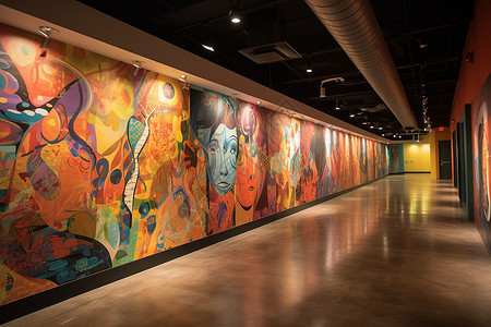 展览中心的壁画墙背景图片