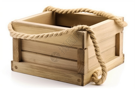 箱子木质带绳子的箱子设计图片