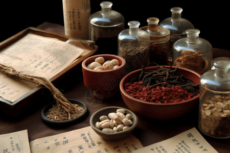 中医书籍素材各种不同的中草药背景