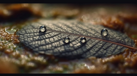 树叶上的水滴自然元素背景图片