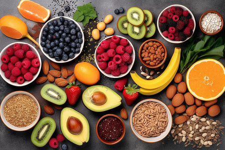 富含蛋白质活力水果高清图片