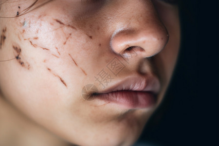 脸上的疤痕医疗毁容高清图片