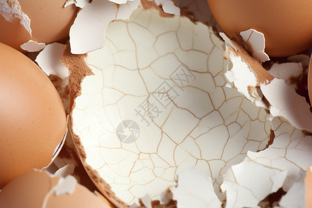 破裂的金蛋蛋壳特写在一个蛋壳或裂纹背景