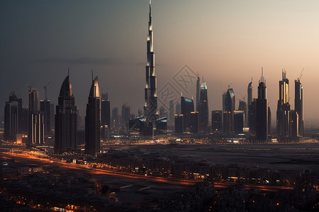 著名旅游城市迪拜天线城背景图片