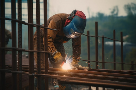 钢筋焊接建筑工人正在电焊背景