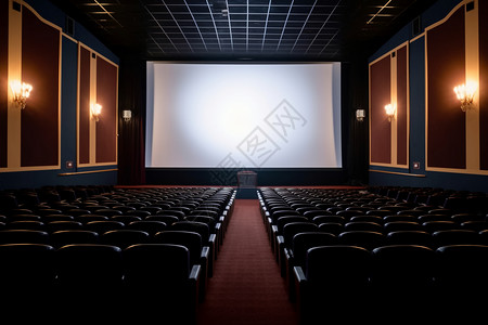 电影放映厅电影院座位与屏幕设计图片