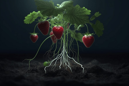 草莓叶草莓水果插图设计图片