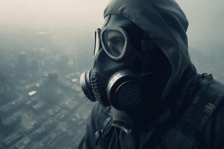 防尘面罩城市污染的俯视图设计图片