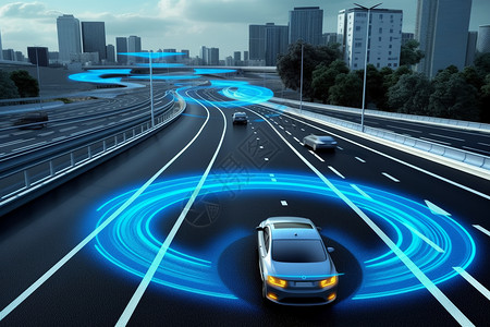 高速公路自动收费系统自主汽车传感器系统概念图设计图片
