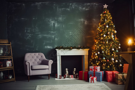家居角落中的圣诞节装饰背景图片