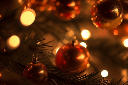 圣诞树上的装饰球高清图片